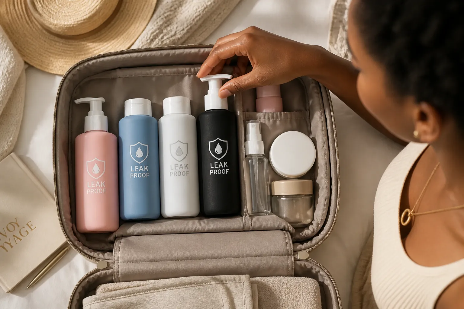 Size reference guide showing the 22cm dimension of the silicone sleeve with measurement markings for travel convenience