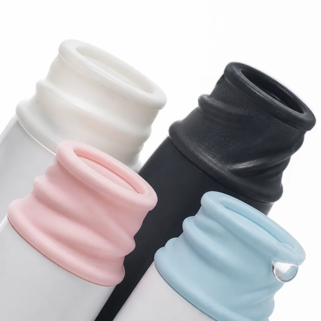 Close-up macro photography of premium silicone sleeve material showing the superior elastic texture and quality construction, demonstrating durability and flexibility for travel bottle protection