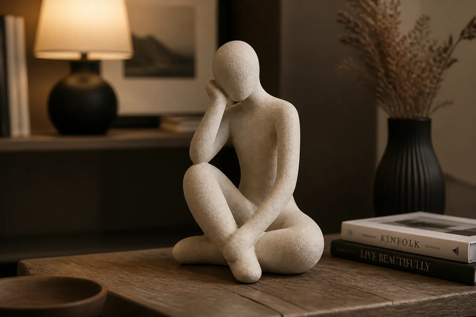 Artistic illustration showing the evolution from classical art forms to modern abstract design with the Thinker Accent