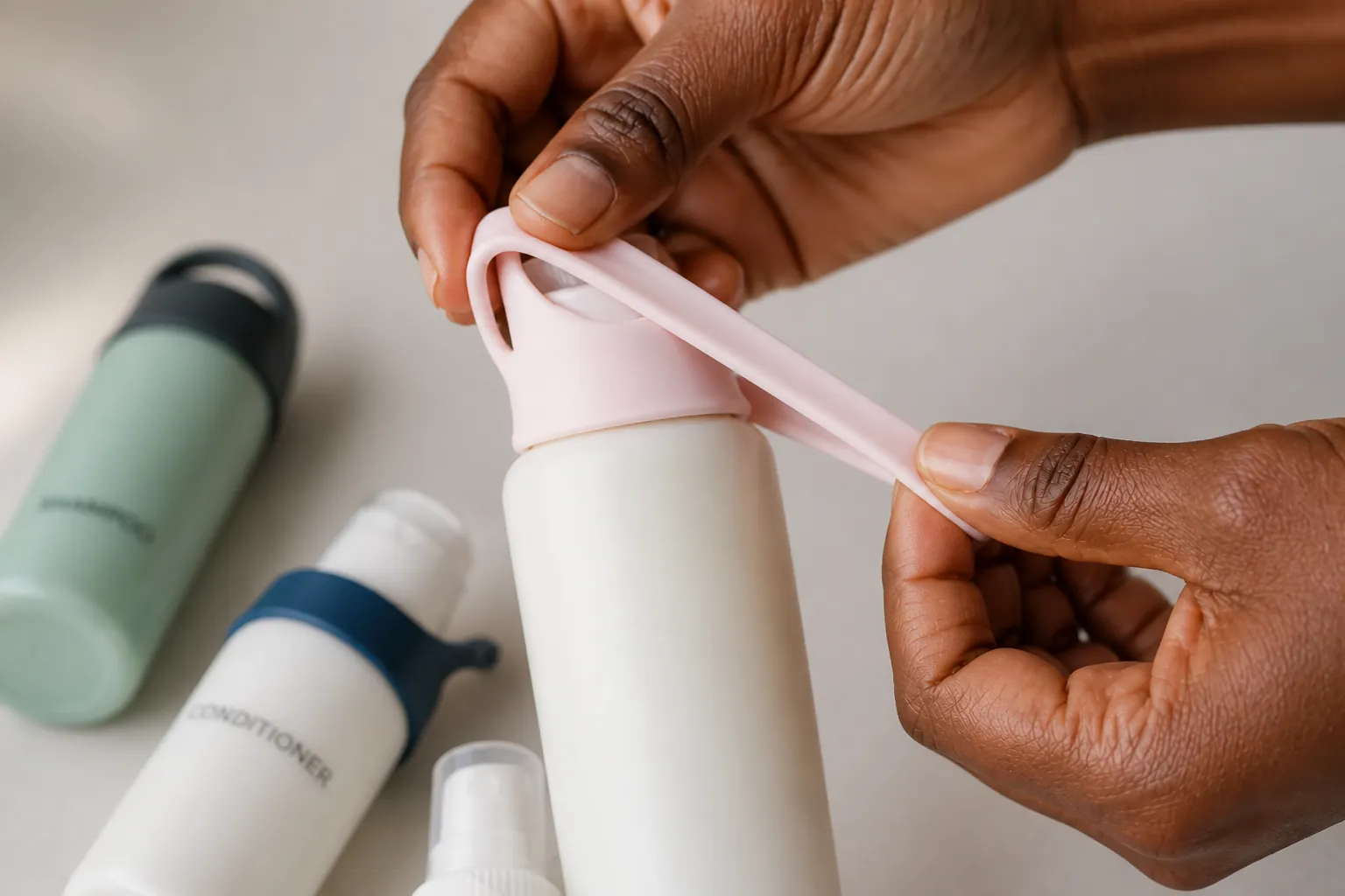 Close-up demonstration of the ultra-elastic premium silicone material being stretched to double its size without tearing