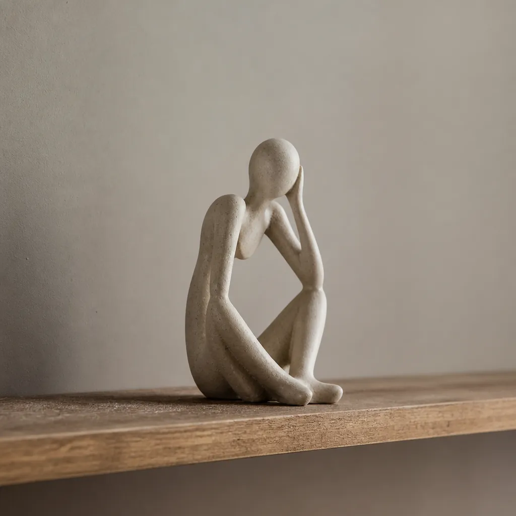 Side angle view showing the sculptural depth and flowing abstract form of the resin accent piece